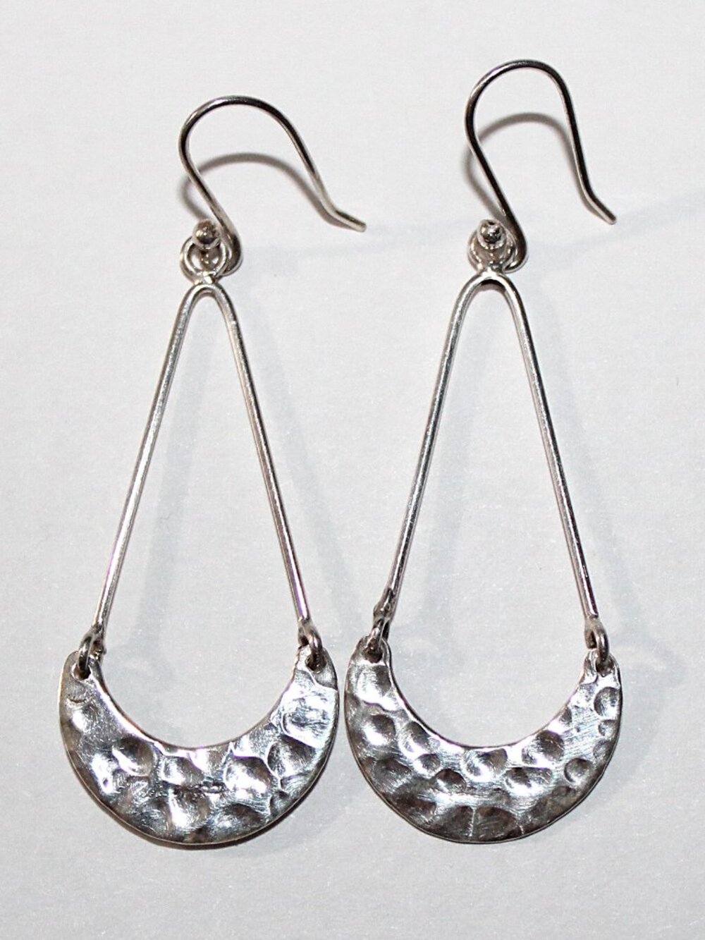Sterling Silver Hammered Texture Swing Hoop Earrings ATI